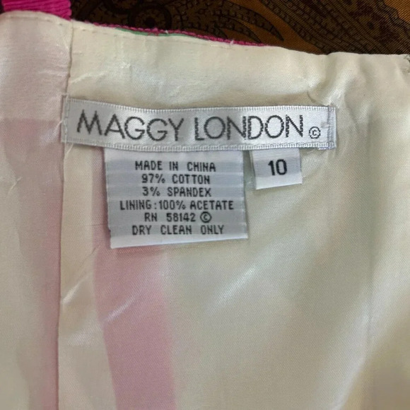 Maggy London Cotton Blend Tulip Dress With Pleated Hem Spaghetti Strap Size 10 - Picture 5 of 6